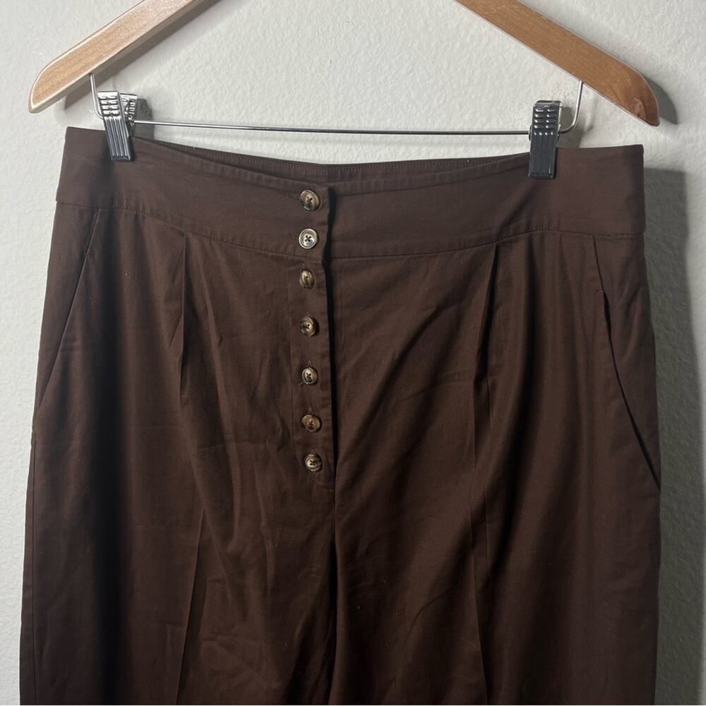 Reformation Brown Rox Button Front Wide Leg Trouser Pants Womens Size 12 - Picture 5 of 8